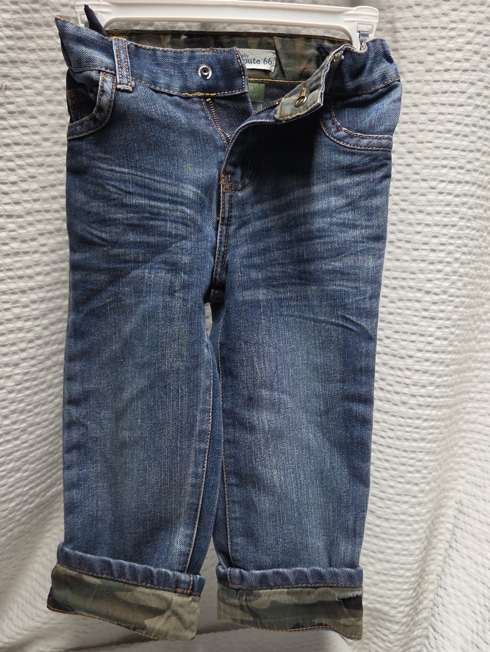 Route 66 Kids Blue Relaxed Denim Jeans with Camo Cuff